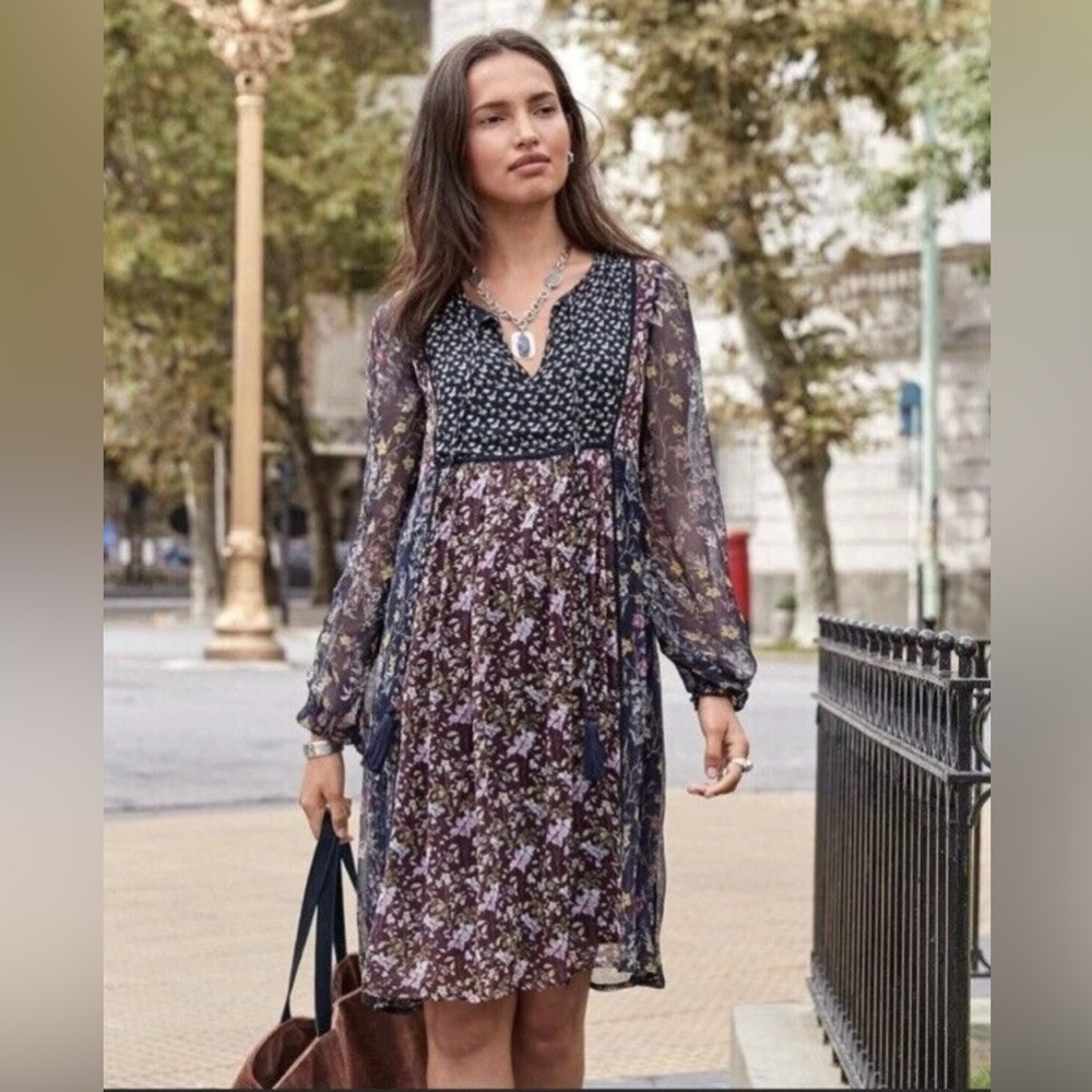 Sundance Patchwork Floral Boho Cottagecore Dress